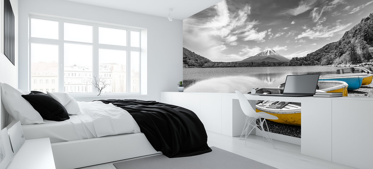 Tranquil Boats by the Lake wallpaper mural - XWALLX