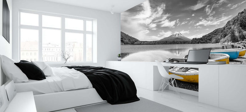 Tranquil Boats by the Lake wallpaper mural - XWALLX