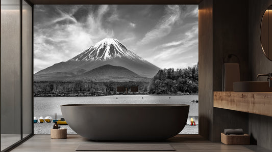 Majestic Fuji Mountain Monochrome wall mural - XWALLX