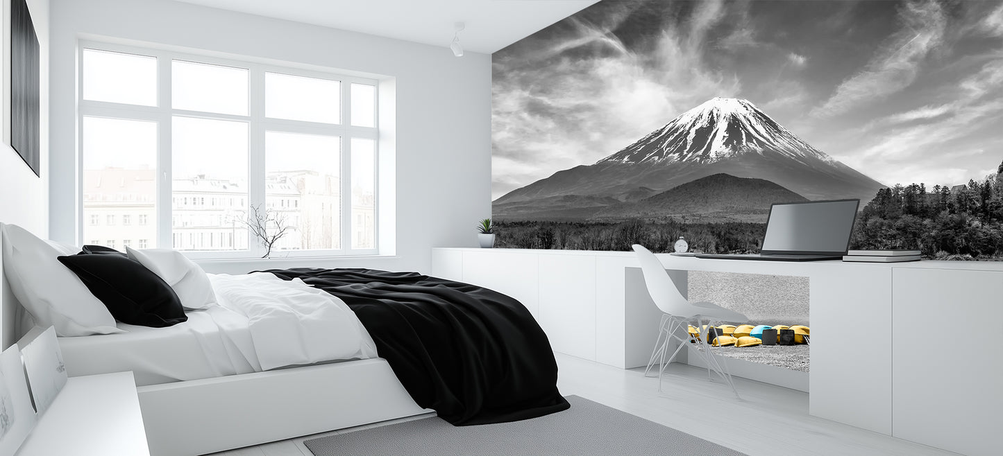 Majestic Fuji Mountain Monochrome wallpaper mural - XWALLX