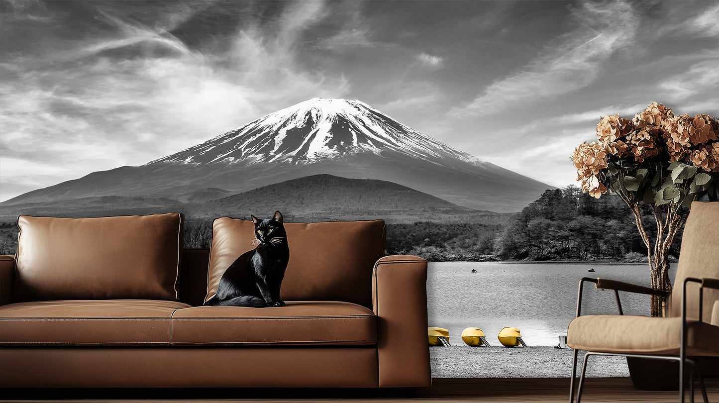 Majestic Fuji Mountain Monochrome wall decor - XWALLX