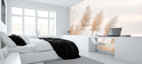 Soft pampas grass for refined spaces cream wallpaper mural for a soft boho bedroom 