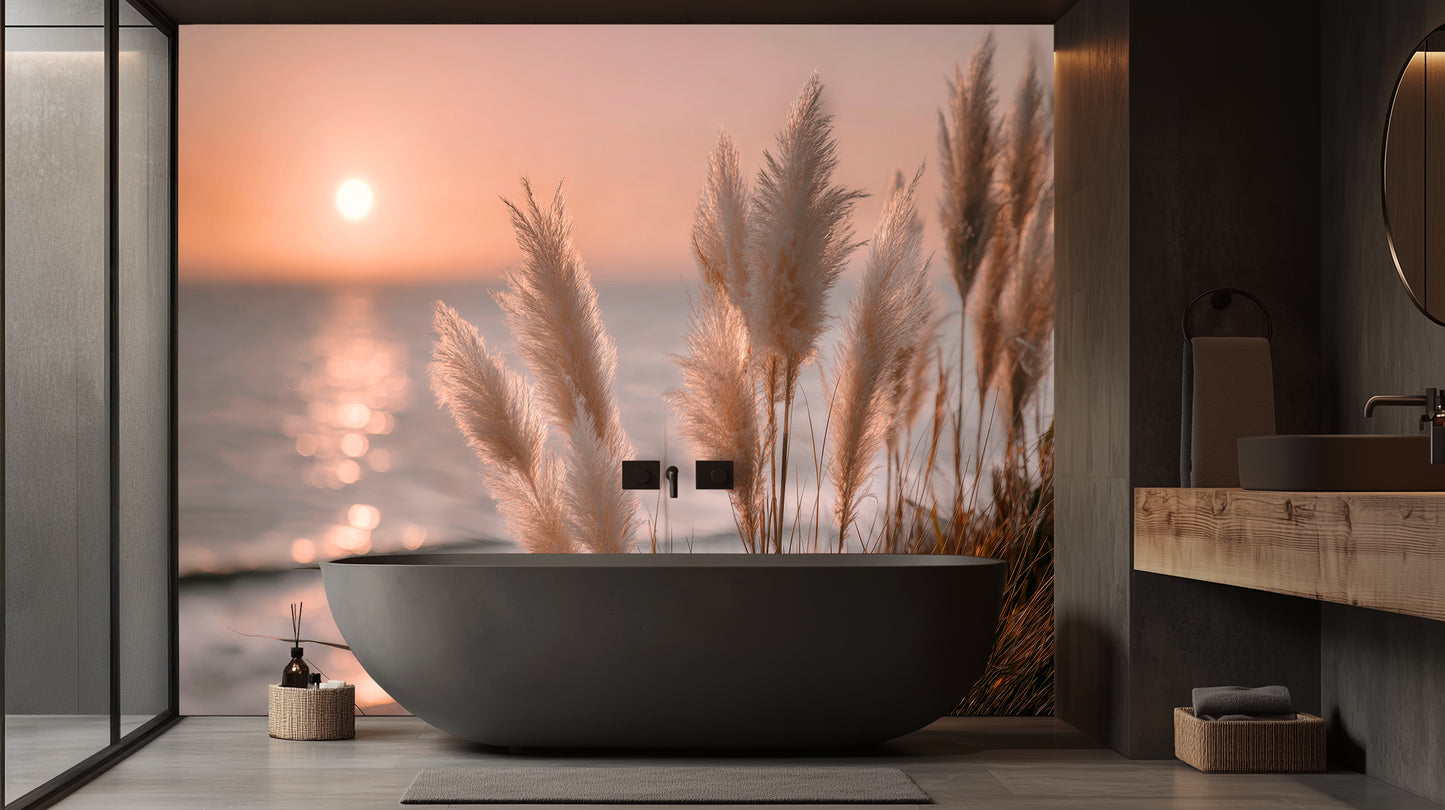 Golden Hour Serenity Pampas Grass wall mural - XWALLX