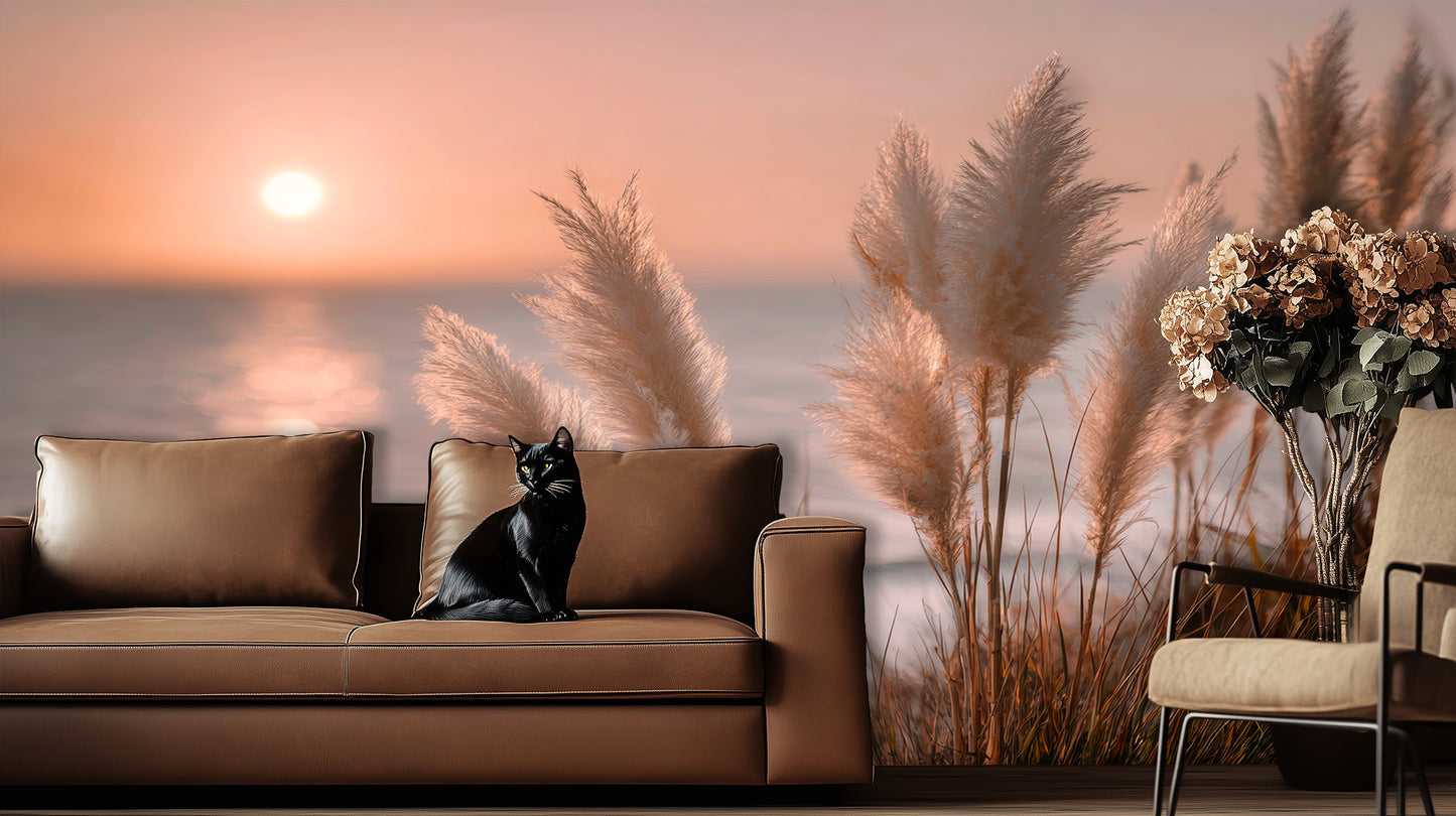 Golden Hour Serenity Pampas Grass wall decor - XWALLX