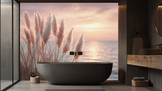 Serene Pampas Grass Sunrise wall mural - XWALLX