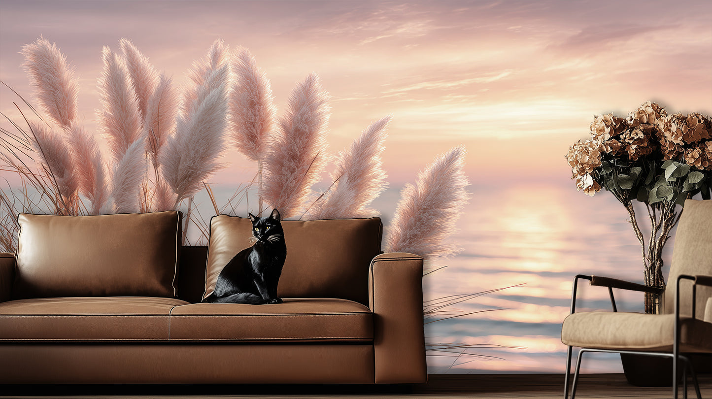 Serene Pampas Grass Sunrise wall decor - XWALLX