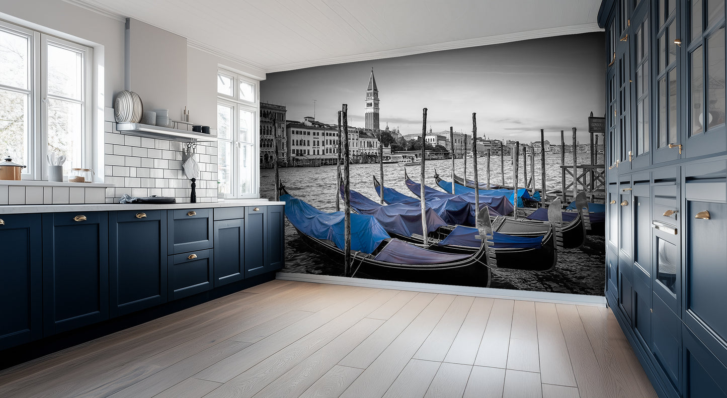 Venice Blue Gondola Artistic wall mural Mural wall art - XWALLX