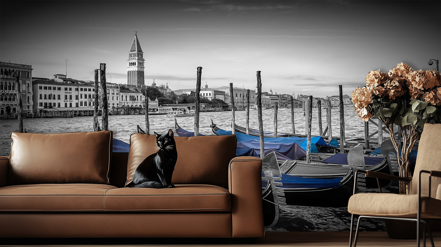 Venice Blue Gondola Artistic wall mural Mural wall decor - XWALLX