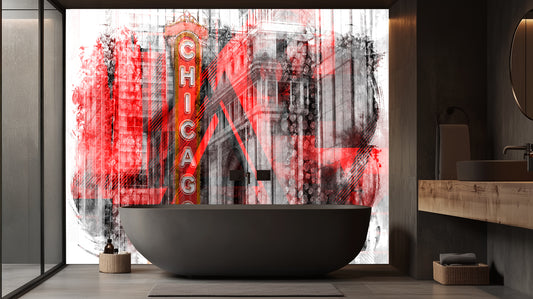 Chicago Neon Grunge wall mural - XWALLX
