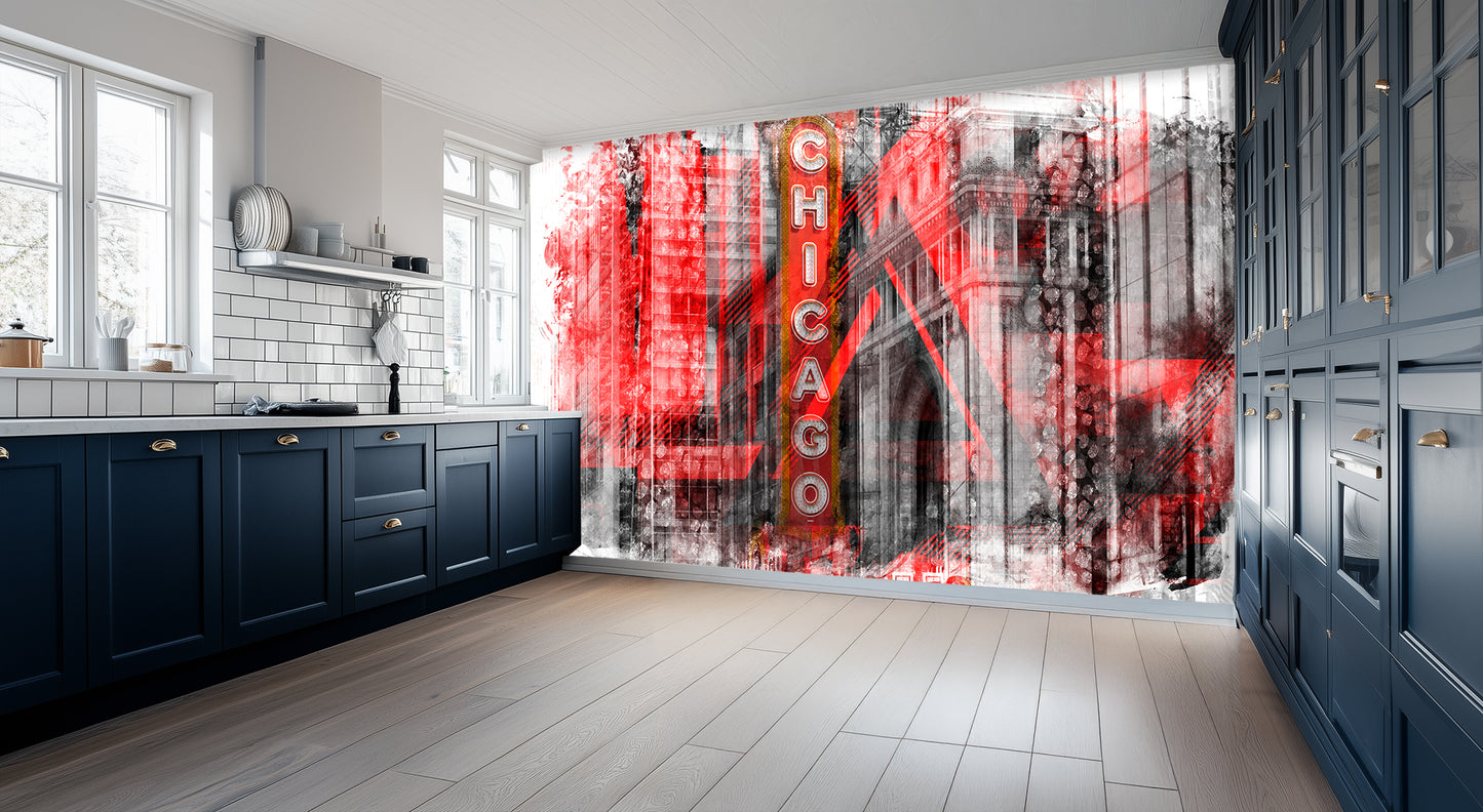 Chicago Neon Grunge wall art - XWALLX