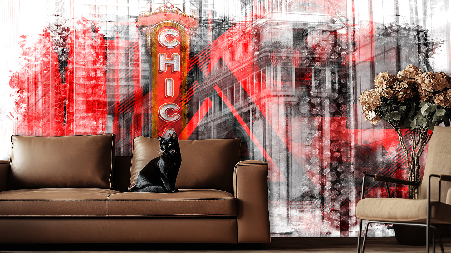 Chicago Neon Grunge wall decor - XWALLX