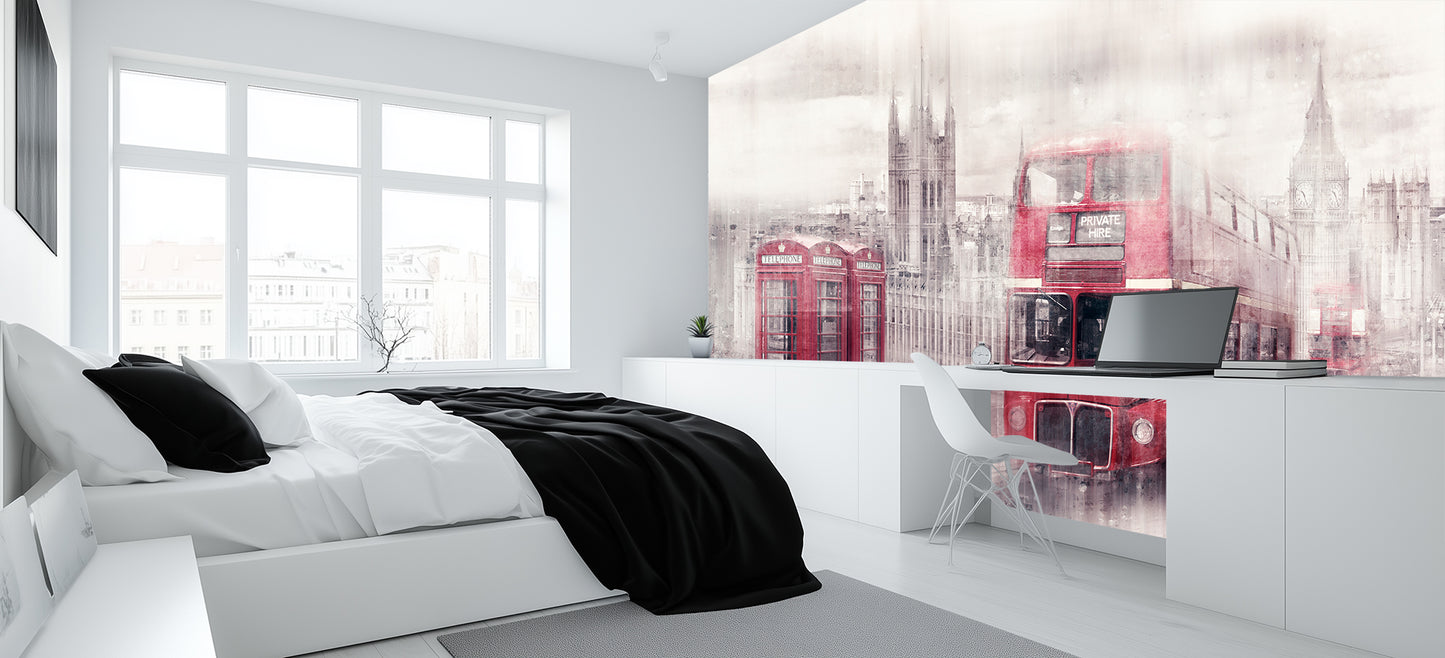 Dreamlike London Red wallpaper mural - XWALLX
