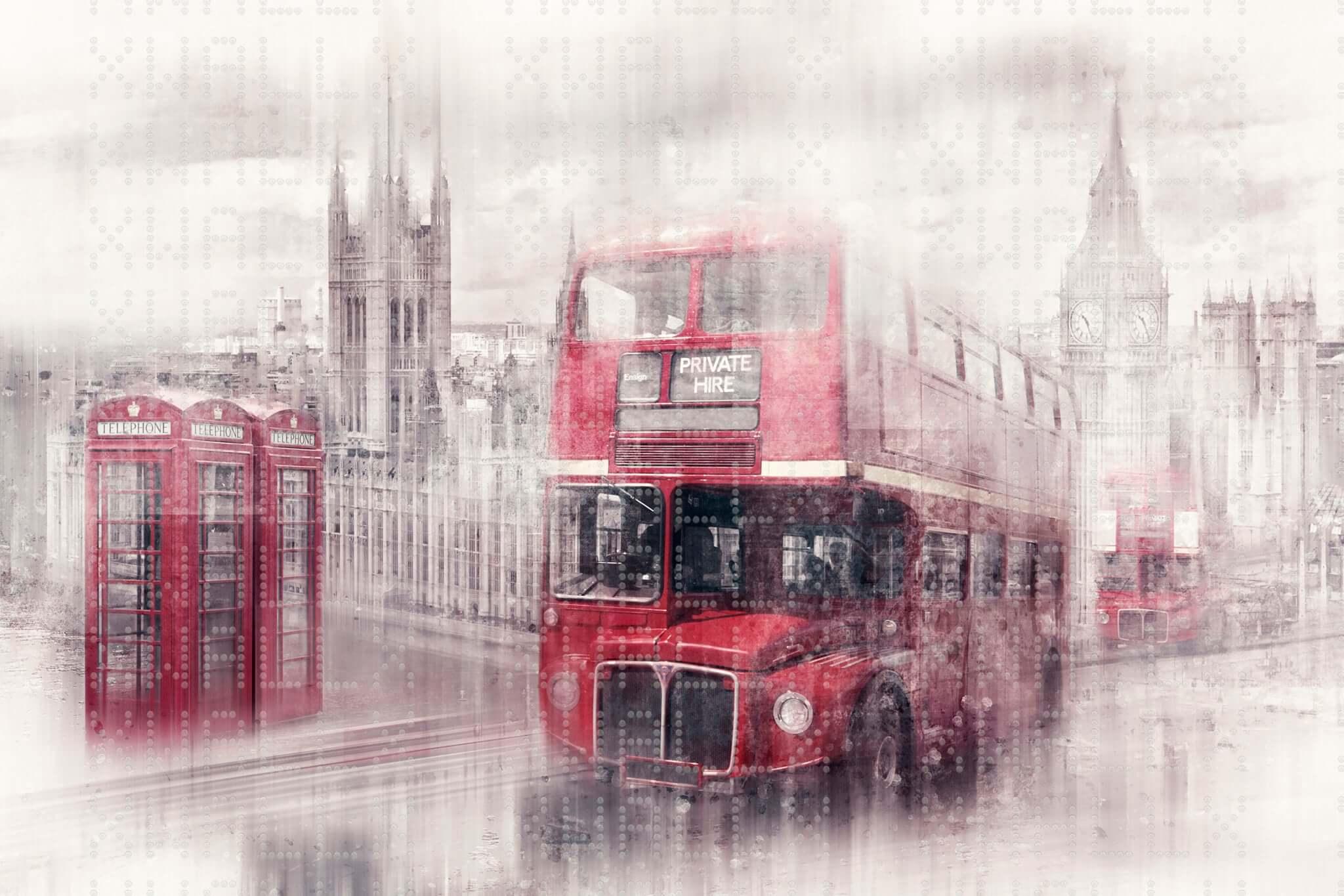 Dreamlike London Red Wallpaper Mural