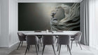 Abstract Sculpture wallpaper for a dining room feature wall