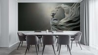 Abstract Sculpture wallpaper for a dining room feature wall