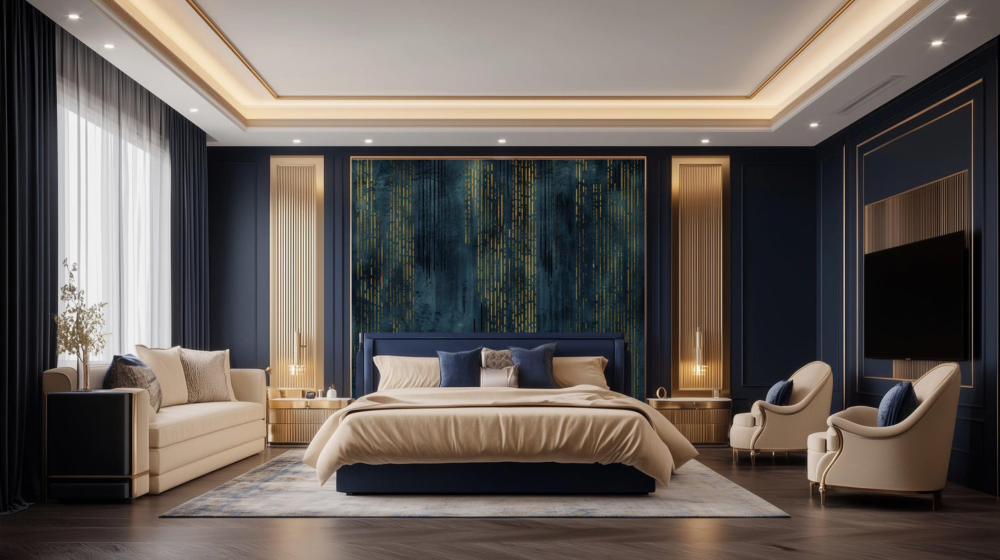 Gold and Blue wallpaper mural - XWALLX