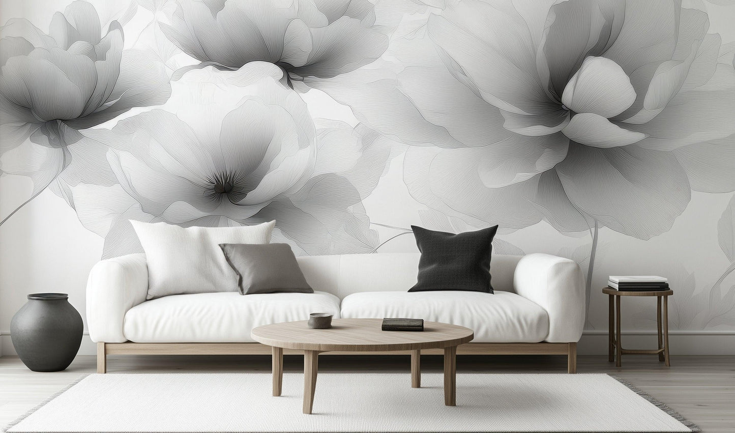 Grayscale Flower wall mural - XWALLX