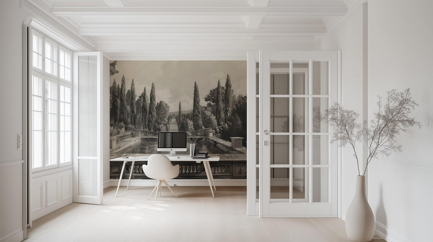 Monochrome Garden wallpaper mural - XWALLX