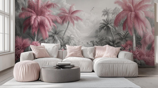 Pink Tropical wall mural - XWALLX