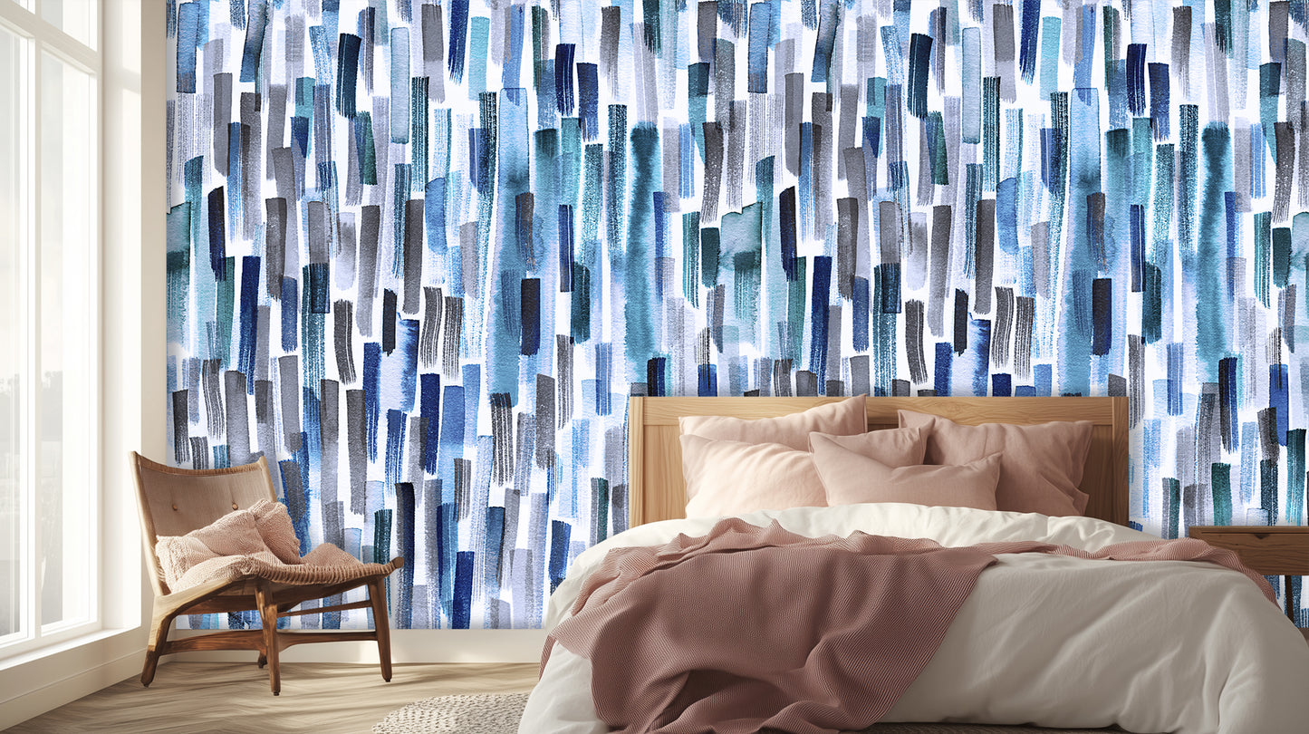 Abstract Brushstroke Blues wall art - XWALLX