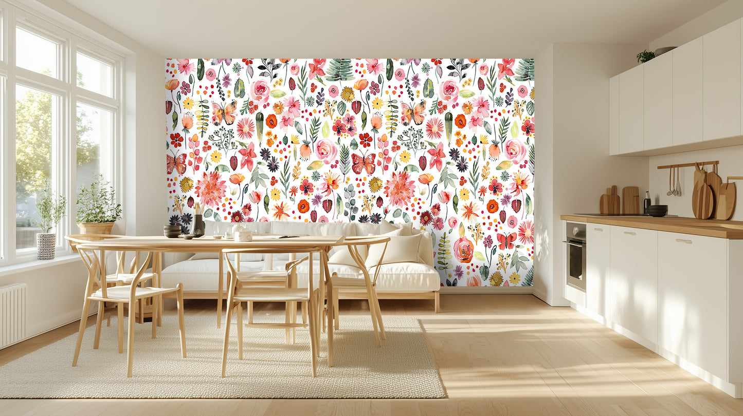 Artistic Floral Bloom wall mural Mural wallpaper - XWALLX