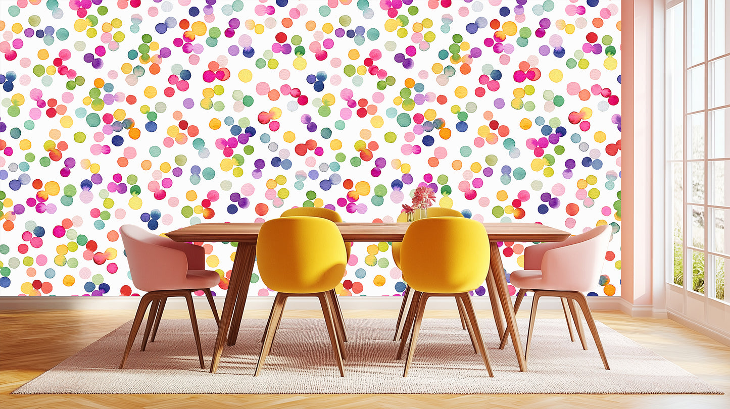 Vibrant Watercolor Confetti wallpaper mural - XWALLX