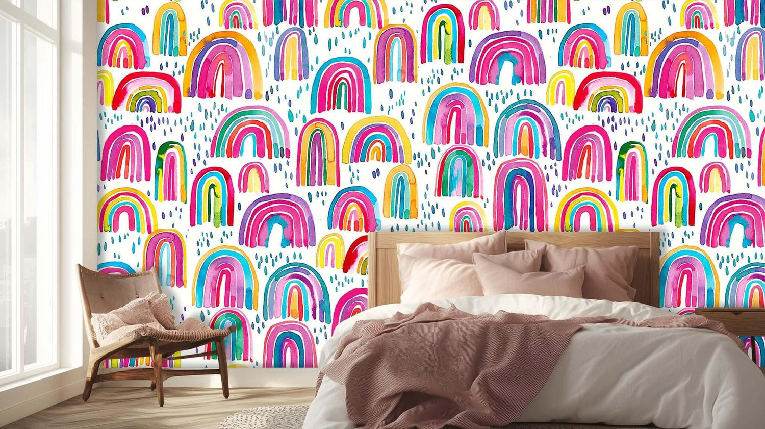 Vibrant Rainbow Drops wall mural Mural wallpaper - XWALLX
