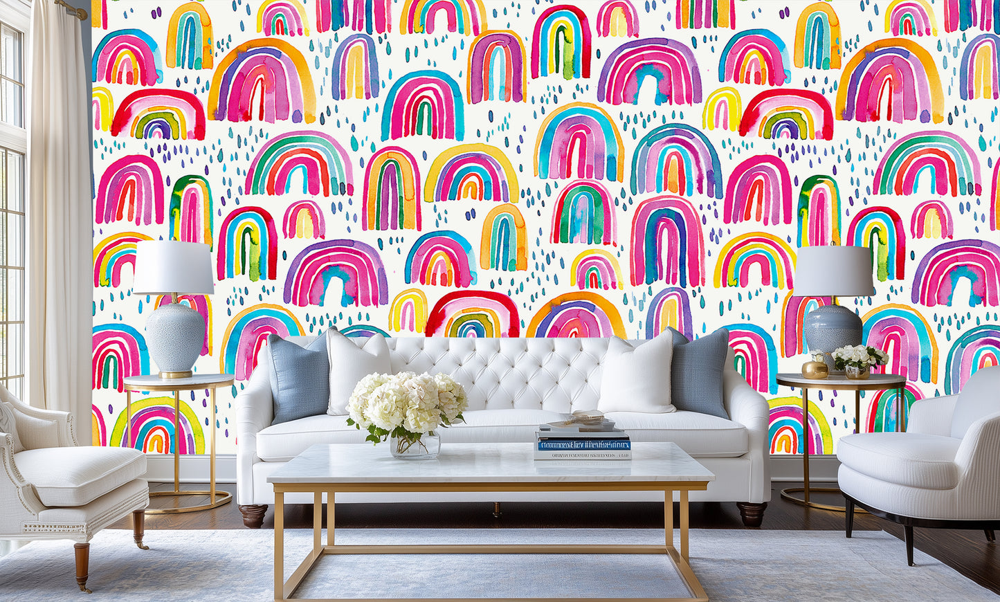 Vibrant Rainbow Drops wall mural Mural wall art - XWALLX