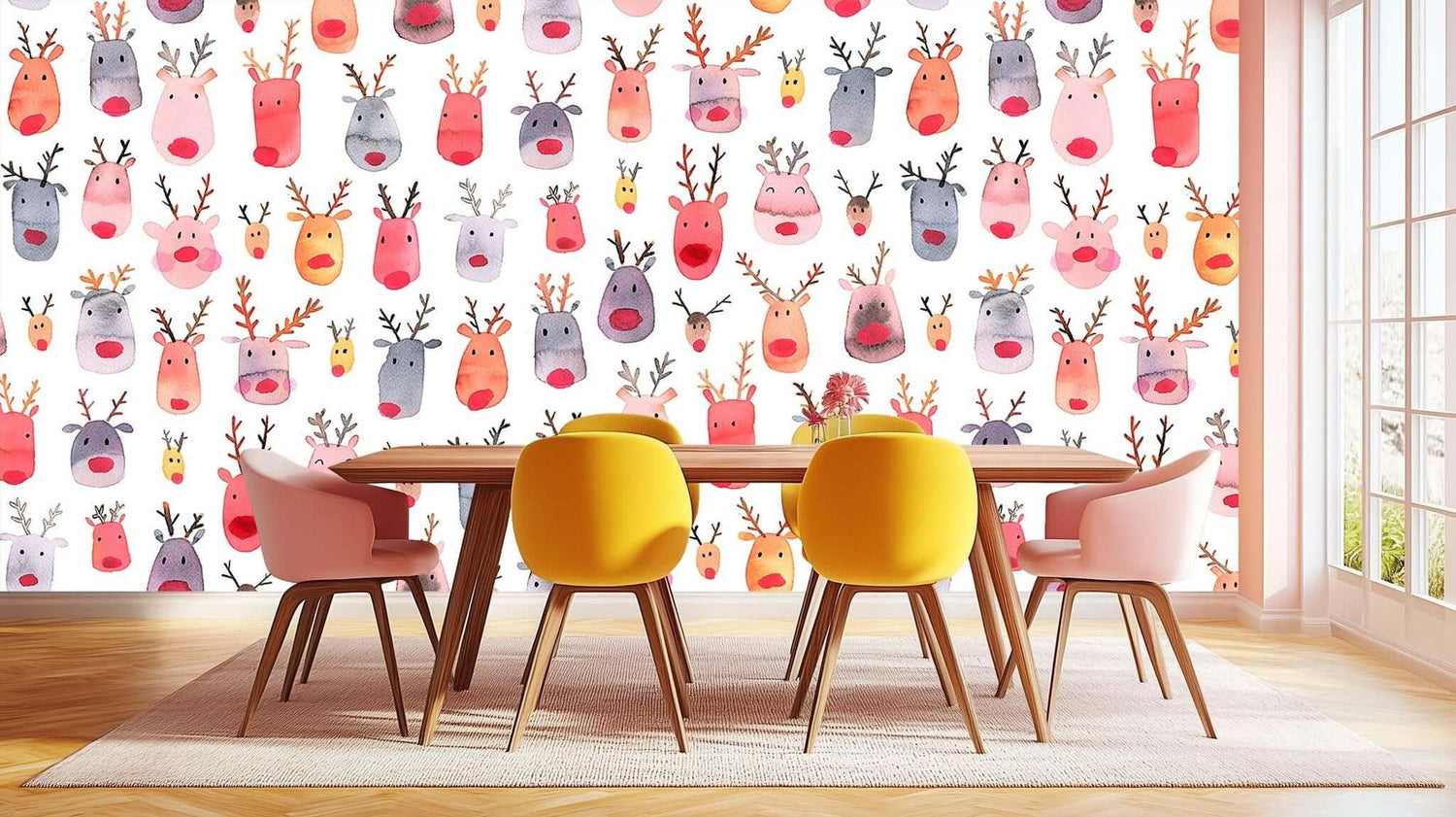 Watercolor Reindeer Art wallpaper mural - XWALLX