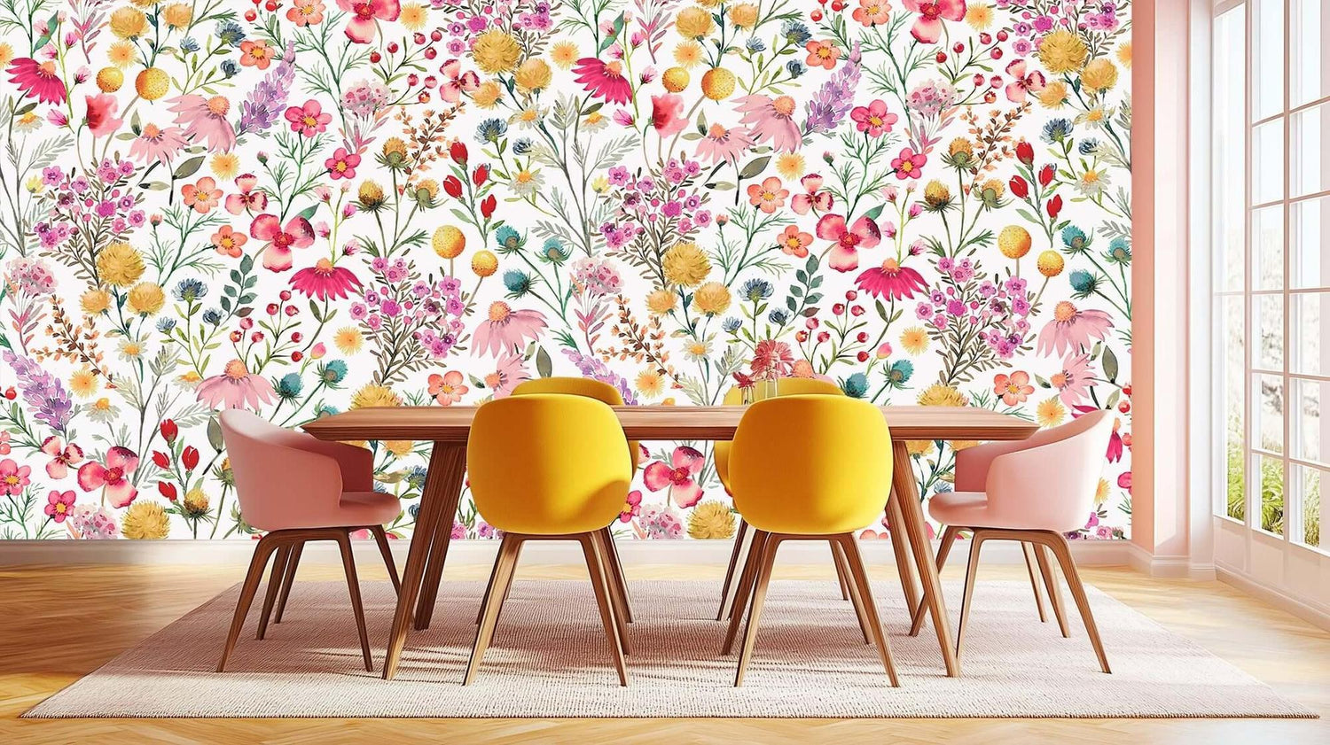 Vibrant Wildflower Arch wallpaper mural - XWALLX