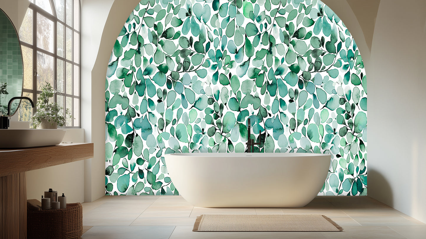 Aqua Botanical Leaf wall mural - XWALLX