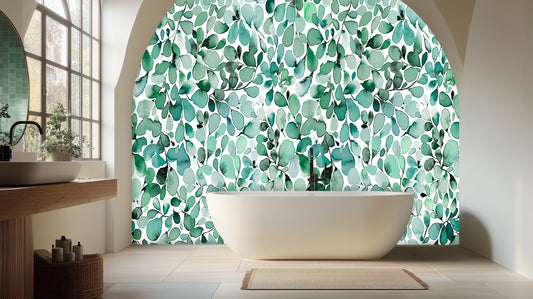 Aqua Botanical Leaf wall mural - XWALLX