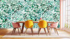 Aqua Botanical Leaf wallpaper mural - XWALLX