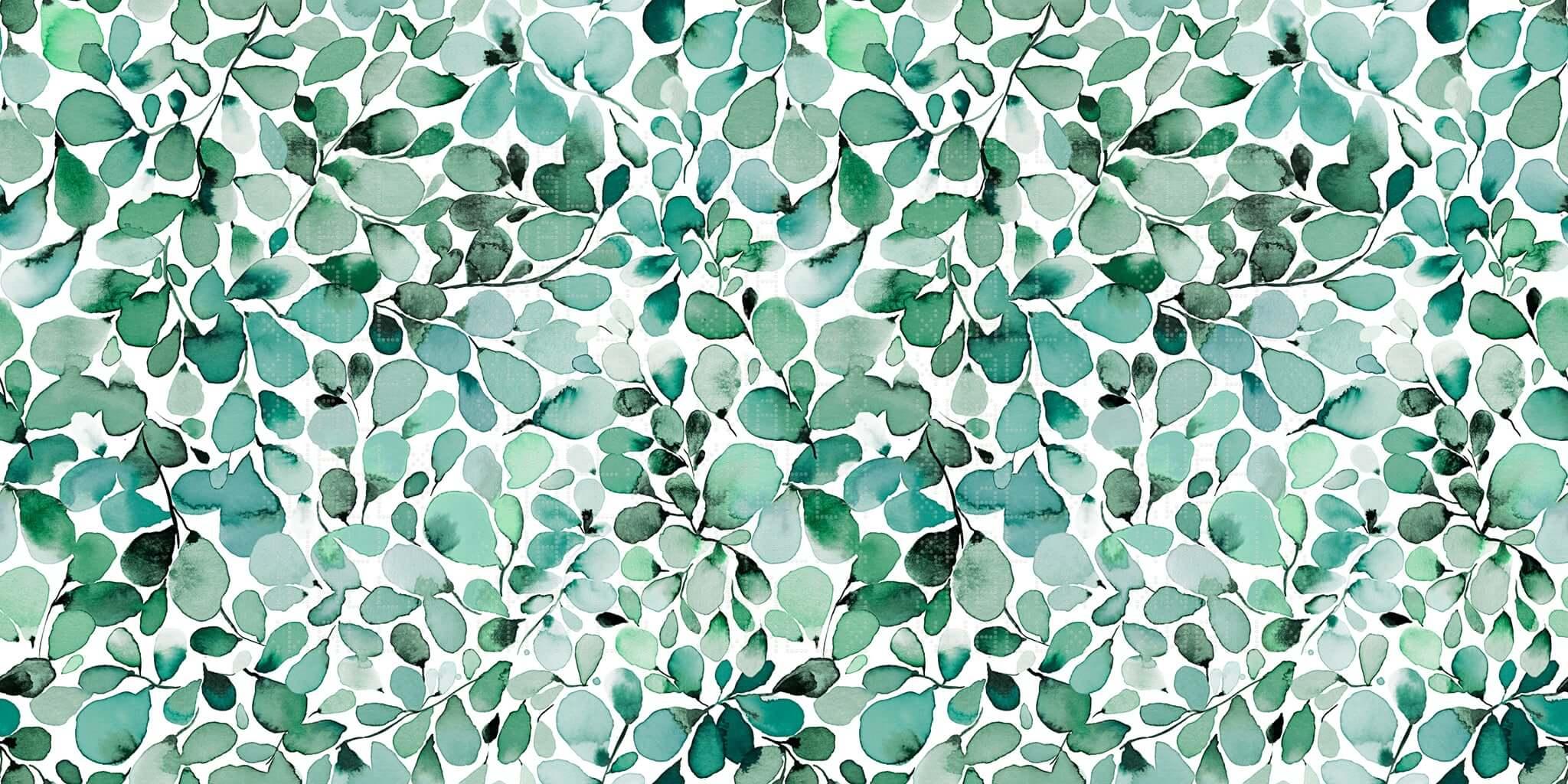 Aqua Botanical Leaf Wall Mural