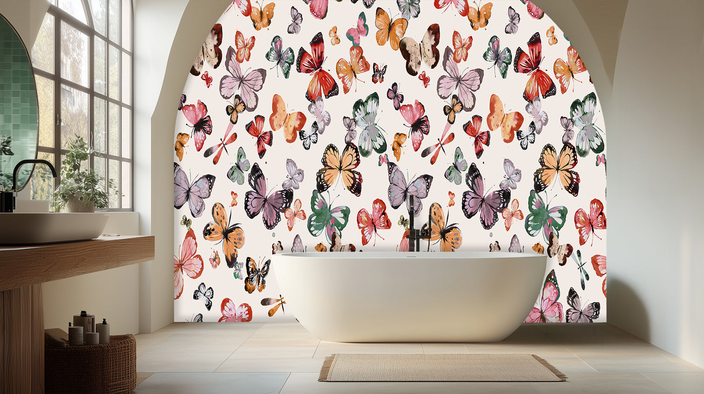 Watercolor Butterfly Haven wall mural - XWALLX