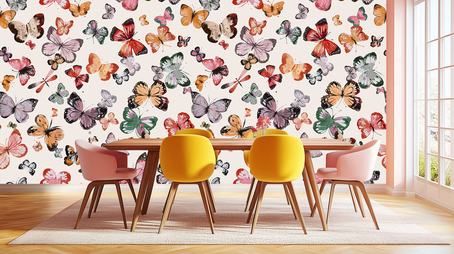 Watercolor Butterfly Haven wallpaper mural - XWALLX