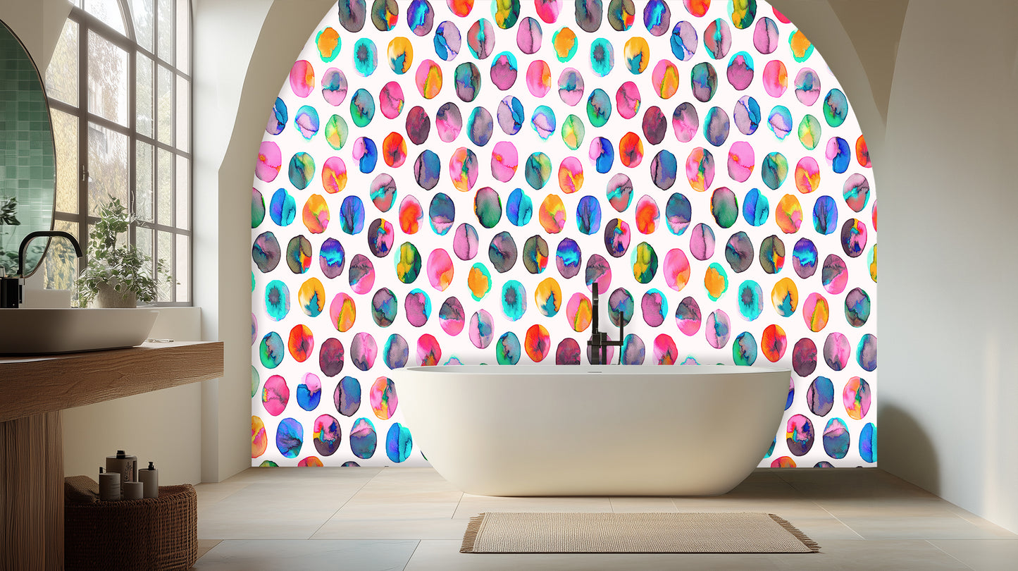 Vibrant Watercolor Ovals wall mural - XWALLX