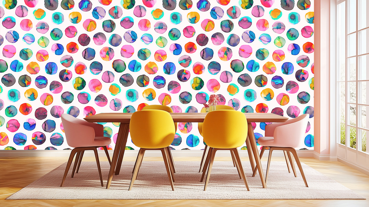 Vibrant Watercolor Ovals wallpaper mural - XWALLX