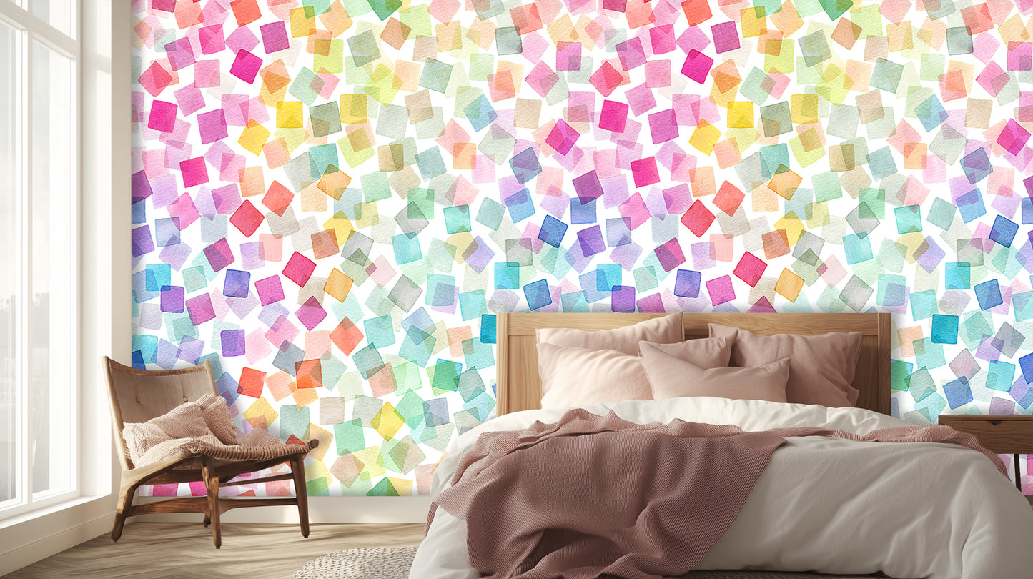 Watercolor Squares Cascade wall art - XWALLX