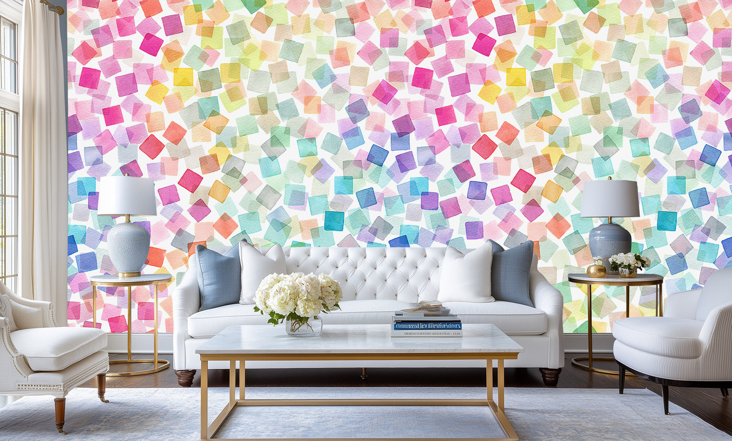 Watercolor Squares Cascade wall decor - XWALLX