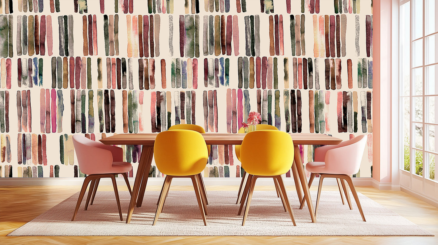 Expressive Brushstroke Stripe wallpaper mural - XWALLX