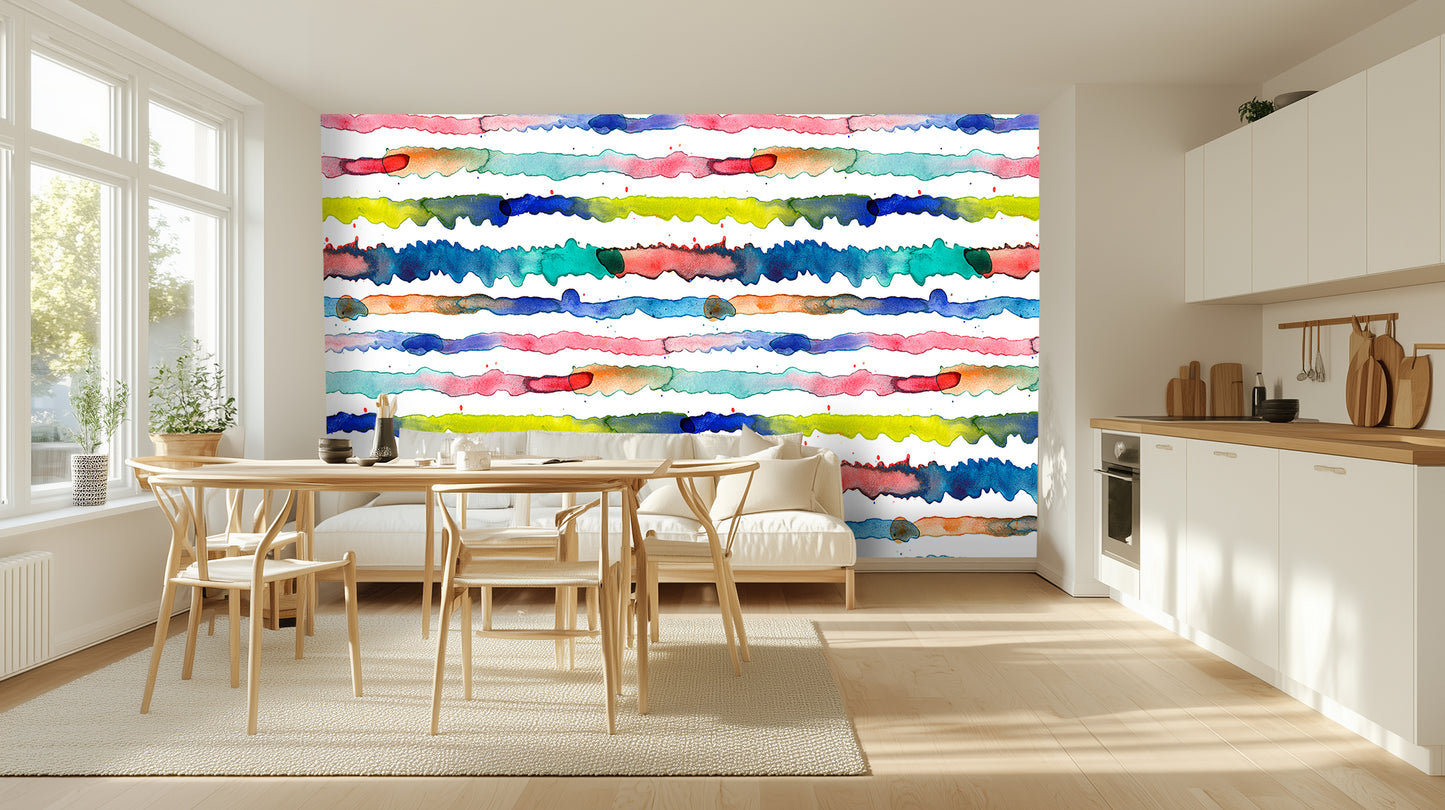 Vibrant Watercolor Stripe Arch wallpaper - XWALLX