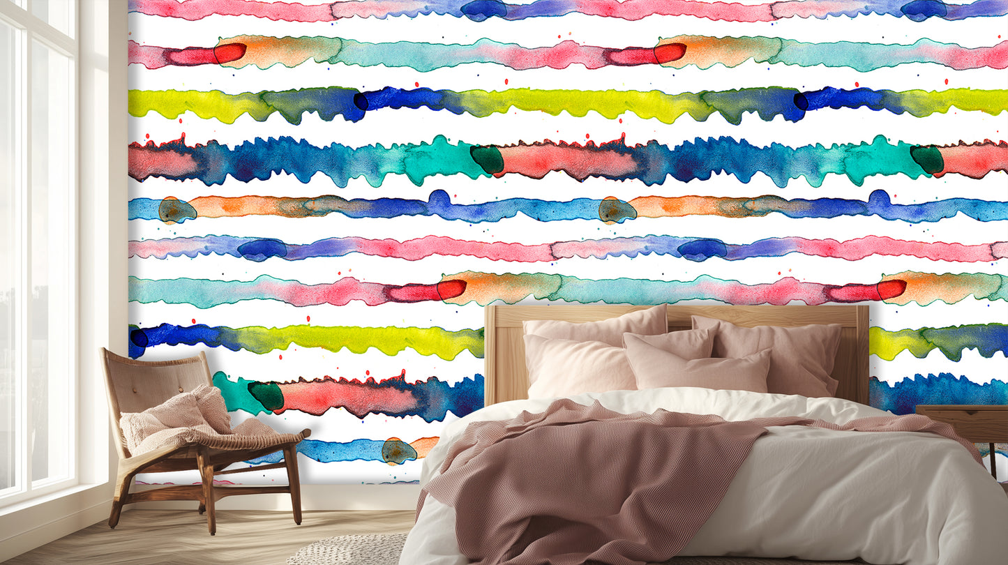 Vibrant Watercolor Stripe Arch wall art - XWALLX