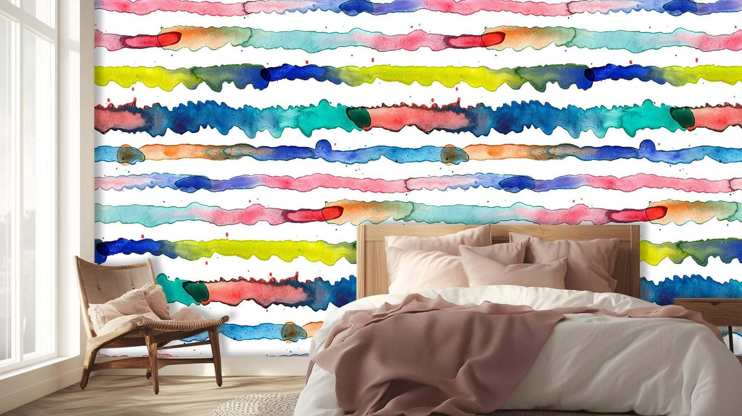 Vibrant Watercolor Stripe Arch wall art - XWALLX