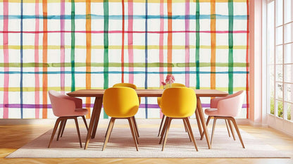 Vibrant Watercolor Plaid wallpaper mural - XWALLX