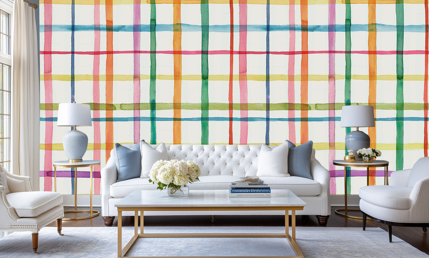 Vibrant Watercolor Plaid wall decor - XWALLX