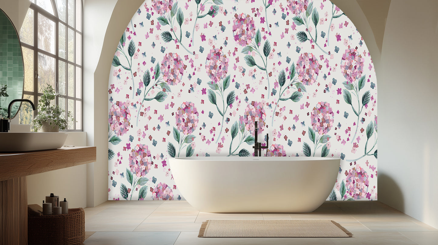 Watercolor Hydrangea Bloom wall mural - XWALLX