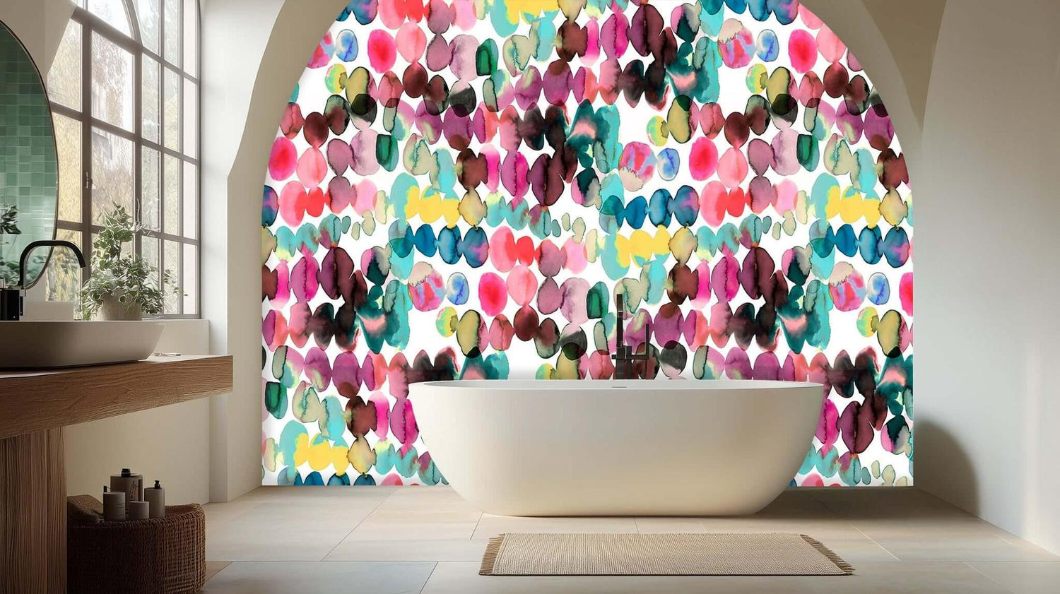 Vibrant Watercolor Ovals wall mural - XWALLX