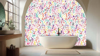Vibrant pop art graffiti multicolor wallpaper mural with saturated colorful brush marks