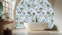 cool Arc Ripple teal Turquoise wall mural 